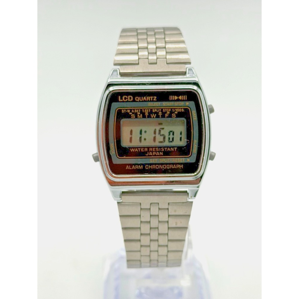 Vintage 1980s LCD Quartz Digital Watch Alarm Chronograph Japan Working